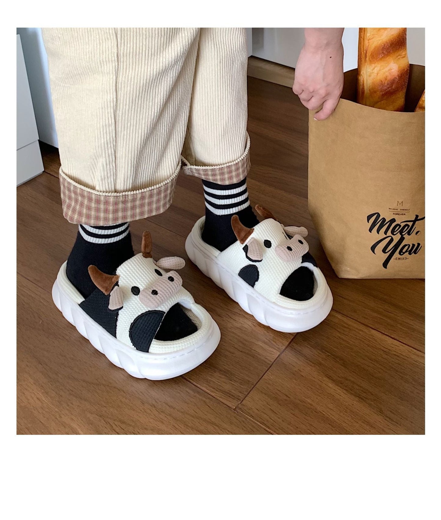 Cow Slippers Slides